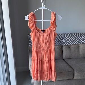 Trixxi Coral Ruffle Sleeve Mini Dress